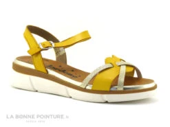 Jordana 3424 - Jaune - Or - Sandale Compensee Femme