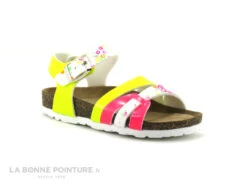 Biomodex 887 Jaune Rose Fluo - Fleurs - Sandale Anatomique Fille