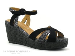 The Divine Factory QL4349 Noir Argent - Sandale Compensee