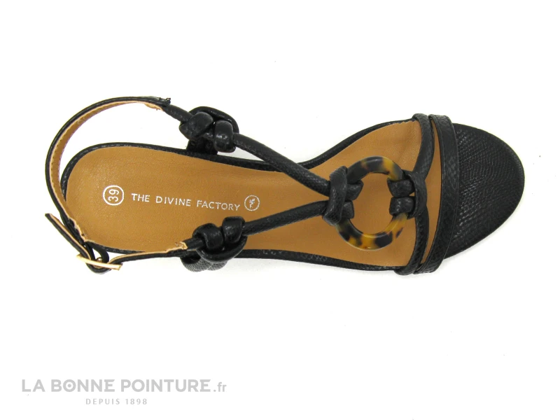The Divine Factory QL4328 Noir Lezard - Anneau - Sandale Talon 4 The Divine Factory QL4328 Noir Lezard - Anneau - Sandale Talon – Image 4