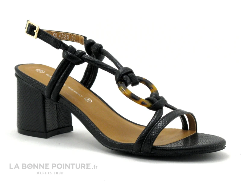 The Divine Factory QL4328 Noir Lezard - Anneau - Sandale Talon 1 The Divine Factory QL4328 Noir Lezard - Anneau - Sandale Talon