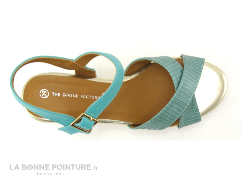 The Divine Factory QL4350 Vert D Eau - Sandale Talon Compense 3 The Divine Factory QL4350 Vert D Eau - Sandale Talon Compense – Image 3
