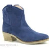 Caty Kivala TEXAS Velours Bleu - Boots Femme