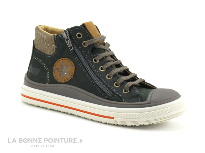 Bopy VELVET Vert - Basket Montante GARCON Cuir Vert 1 Bopy VELVET Vert - Basket Montante GARCON Cuir Vert