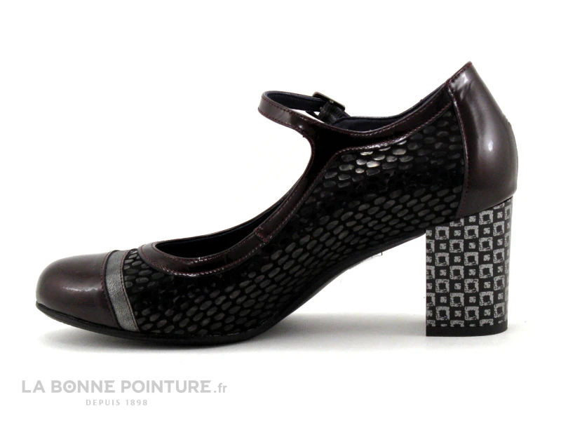 Dorking RODIN Noir Bordeaux Gris - Escarpin Avec Bride 3 Dorking RODIN Noir Bordeaux Gris - Escarpin Avec Bride – Image 3