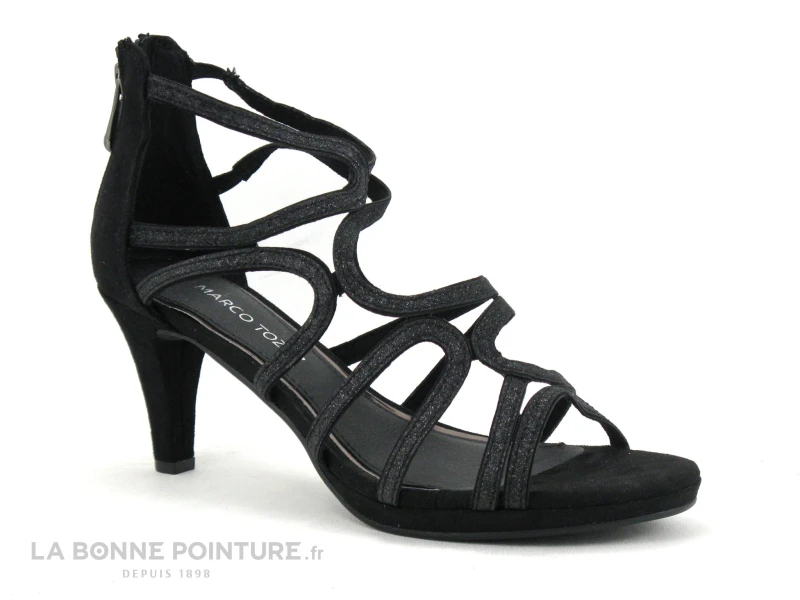 Marco Tozzi 2-28373-34 - Black Comb - Sandale Talon Noir Brillant 4 Marco Tozzi 2-28373-34 - Black Comb - Sandale Talon Noir Brillant – Image 4