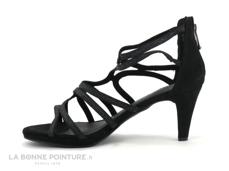 Marco Tozzi 2-28373-34 - Black Comb - Sandale Talon Noir Brillant 2 Marco Tozzi 2-28373-34 - Black Comb - Sandale Talon Noir Brillant – Image 2