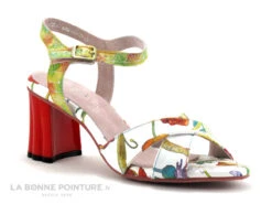 Laura Vita FICDJIO 01 Blanc - Nu-pieds Fleuri Talon Large