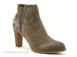 Fugitive ASFALT Vel Taupe - Python Taupe - Bottine Talon Haut