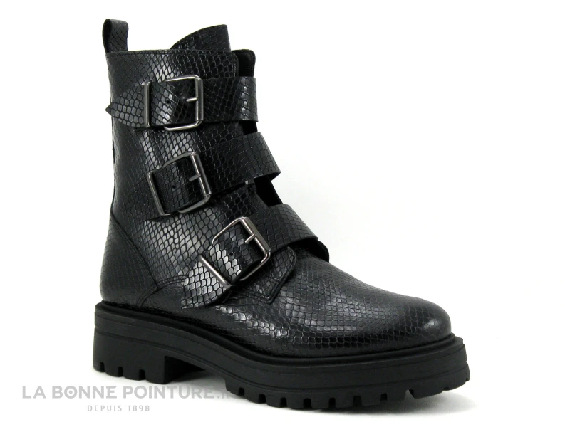 We Do CO99550 Noir Python - Bottine Semelle Epaisse - 3 Brides 1 We Do CO99550 Noir Python - Bottine Semelle Epaisse - 3 Brides