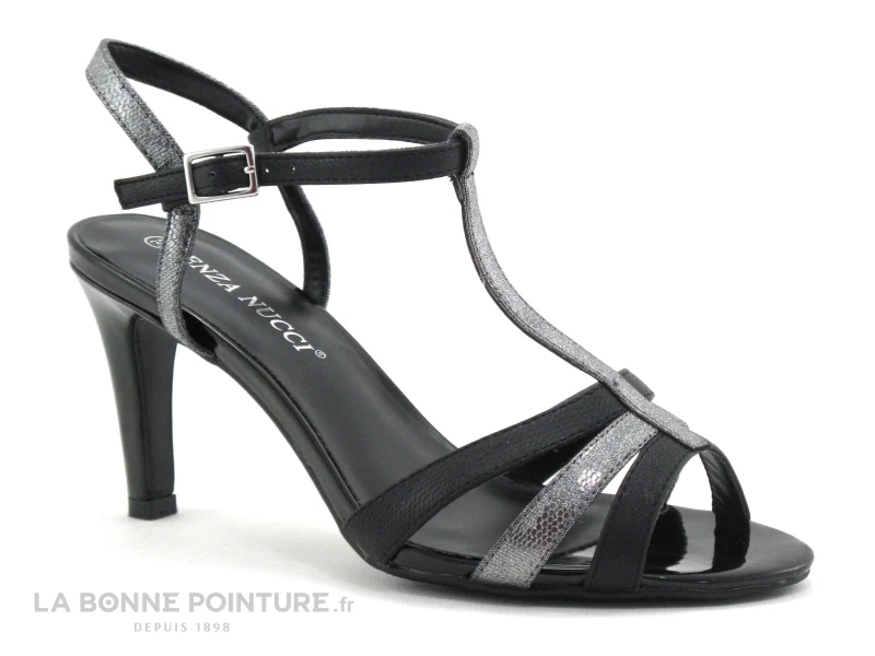 Enza Nucci QL2807 Noir Argent - Sandale Talon Haut 1 Enza Nucci QL2807 Noir Argent - Sandale Talon Haut