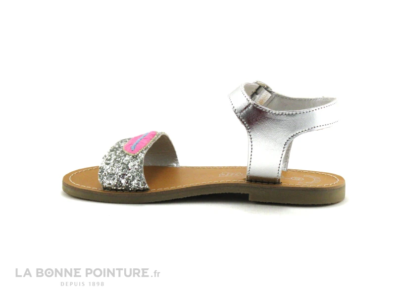 Wipop ROUGEIR Argent - Glitter - Sandale Brillante Fille 2 Wipop ROUGEIR Argent - Glitter - Sandale Brillante Fille – Image 2