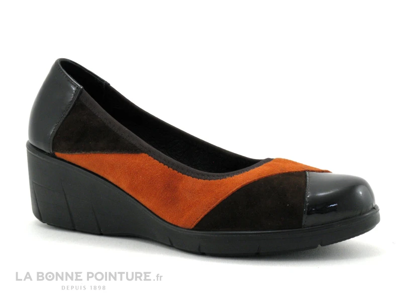 Inea DECODE Velours Choco Citrouille - Escarpin Talon Compense 1 Inea DECODE Velours Choco Citrouille - Escarpin Talon Compense