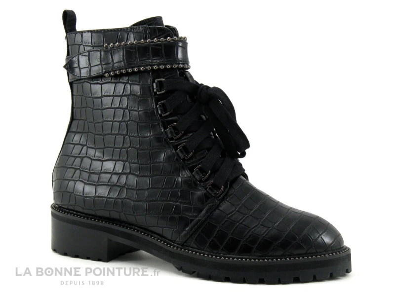 The Divine Factory QL4560 Noir Croco - Bottine A Lacet Femme 1 The Divine Factory QL4560 Noir Croco - Bottine A Lacet Femme