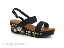 ZERO Faute - VALSE Noir - Semelle Fleurie - Sandale Compensee Fille