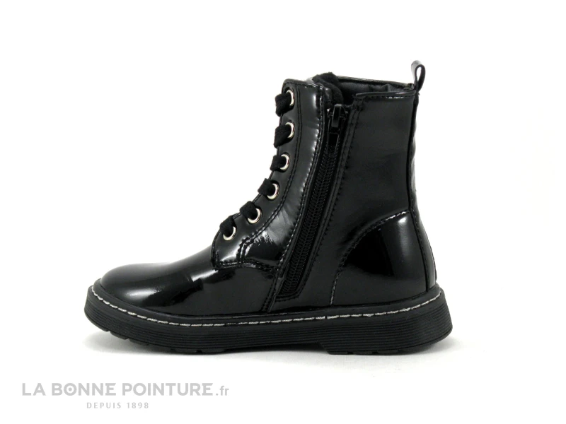 3 Pommes - Atif - Bottine Fille Noir Verni - Etoiles Argent 3 3 Pommes - Atif - Bottine Fille Noir Verni - Etoiles Argent – Image 3