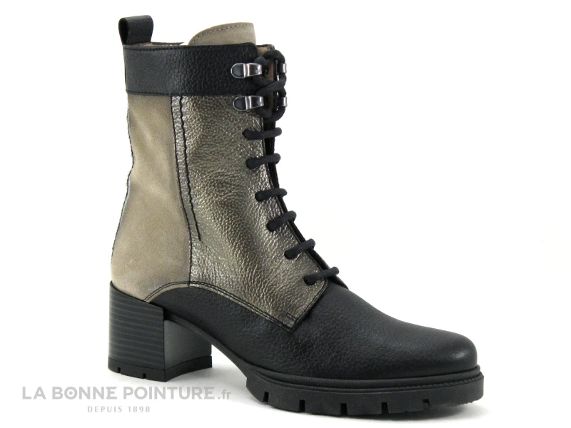 Hispanitas Bolero CH1211860 - Noir Gris Bronze - Bottine Lacet Talon Large 1 Hispanitas Bolero CH1211860 - Noir Gris Bronze - Bottine Lacet Talon Large