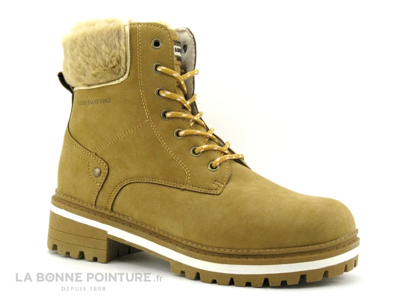 Lois 87770 Camel - Haut Peluche - Bottine Lacet Femme 1 Lois 87770 Camel - Haut Peluche - Bottine Lacet Femme