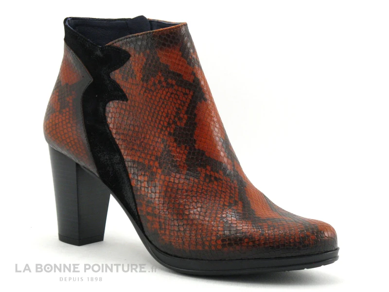 Dorking JIN D8318 Fox Negro - Bottine Orange Noir Python 1 Dorking JIN D8318 Fox Negro - Bottine Orange Noir Python