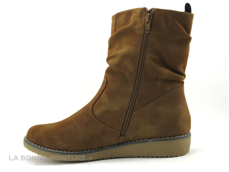 Dees Shoes CADORA Camel - Tige Plissee - Bottine Femme 2 Dees Shoes CADORA Camel - Tige Plissee - Bottine Femme – Image 2