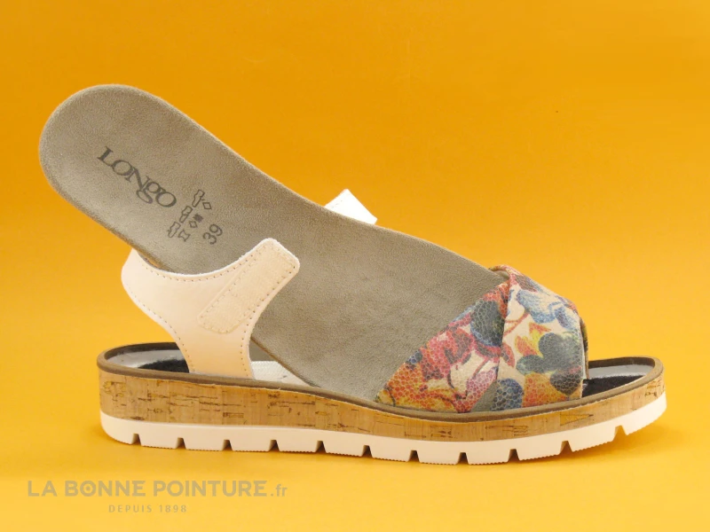 Longo 1021186 Floral - Nu-pieds Blanc Et Fleuri 5 Longo 1021186 Floral - Nu-pieds Blanc Et Fleuri – Image 5