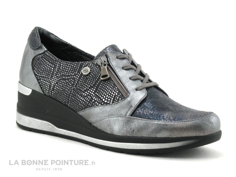 Inea LUTIN - Reptile Gris Noir - Chaussure Basse Compensee 1 Inea LUTIN - Reptile Gris Noir - Chaussure Basse Compensee