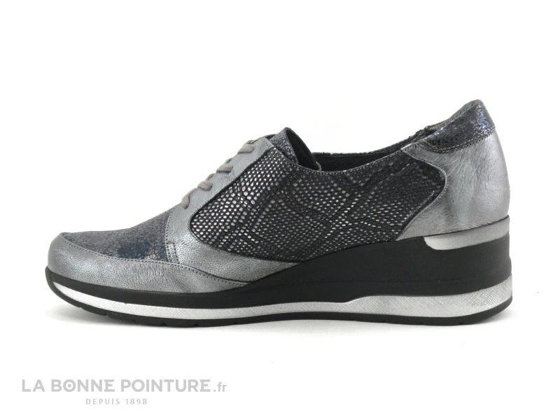 Inea LUTIN - Reptile Gris Noir - Chaussure Basse Compensee 3 Inea LUTIN - Reptile Gris Noir - Chaussure Basse Compensee – Image 3
