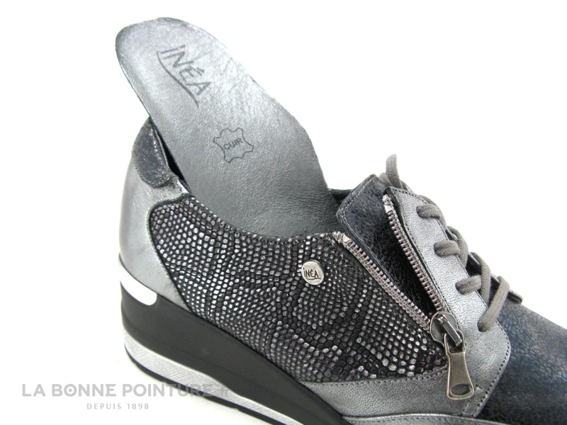 Inea LUTIN - Reptile Gris Noir - Chaussure Basse Compensee 5 Inea LUTIN - Reptile Gris Noir - Chaussure Basse Compensee – Image 5