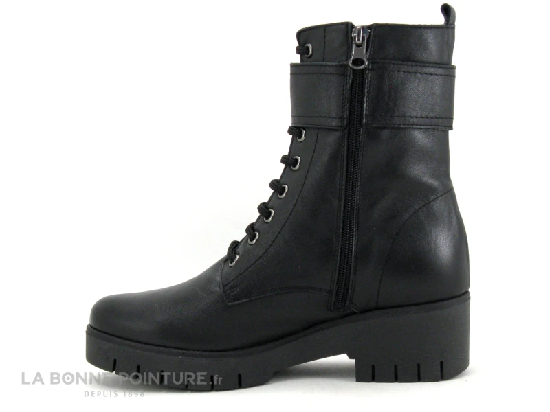 Jordana 47 Noir - Lacet - Zip - Bride Velcro - Bottine Noire Talon Epais 3 Jordana 47 Noir - Lacet - Zip - Bride Velcro - Bottine Noire Talon Epais – Image 3