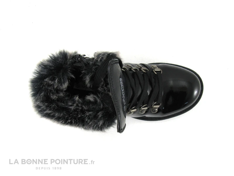 3 Pommes ACORA Noir - Boots Fille Noir Verni - Haut Fourrure Grise 4 3 Pommes ACORA Noir - Boots Fille Noir Verni - Haut Fourrure Grise – Image 4