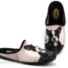 Selkis 22314 Noir Rose - Bouledogue - Pantoufle Femme Avec Chien