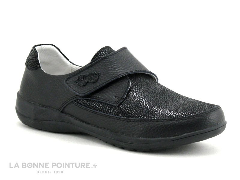 TopWay B843074 Noir - Noir Craquele Brillant - Chaussure Femme Velcro 1 TopWay B843074 Noir - Noir Craquele Brillant - Chaussure Femme Velcro