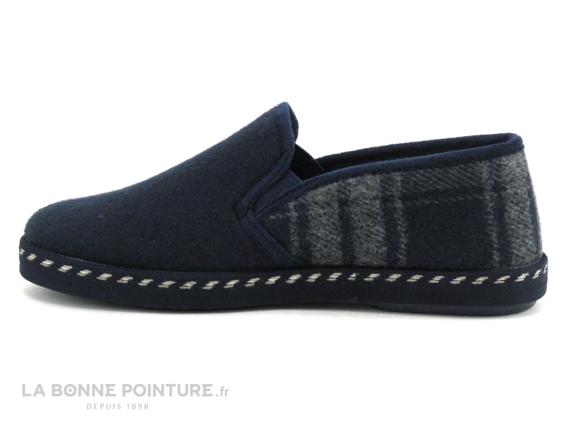 Ouf BARTO Marine Et Ecossais - Charentaise Homme 2 Ouf BARTO Marine Et Ecossais - Charentaise Homme – Image 2