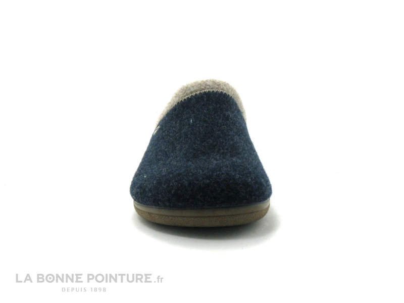 Semelflex OURALE Marine - Bordure Beige - Pantoufle Mule Homme 2 Semelflex OURALE Marine - Bordure Beige - Pantoufle Mule Homme – Image 2