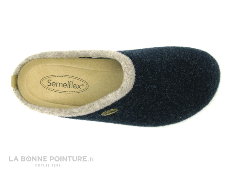 Semelflex OURALE Marine - Bordure Beige - Pantoufle Mule Homme 6 Semelflex OURALE Marine - Bordure Beige - Pantoufle Mule Homme – Image 6