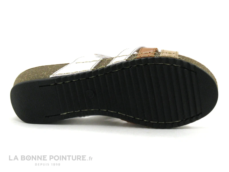 Fly Flot FLAMINGO Blanc Marron Beige - Mule Talon Compense 4 Fly Flot FLAMINGO Blanc Marron Beige - Mule Talon Compense – Image 4