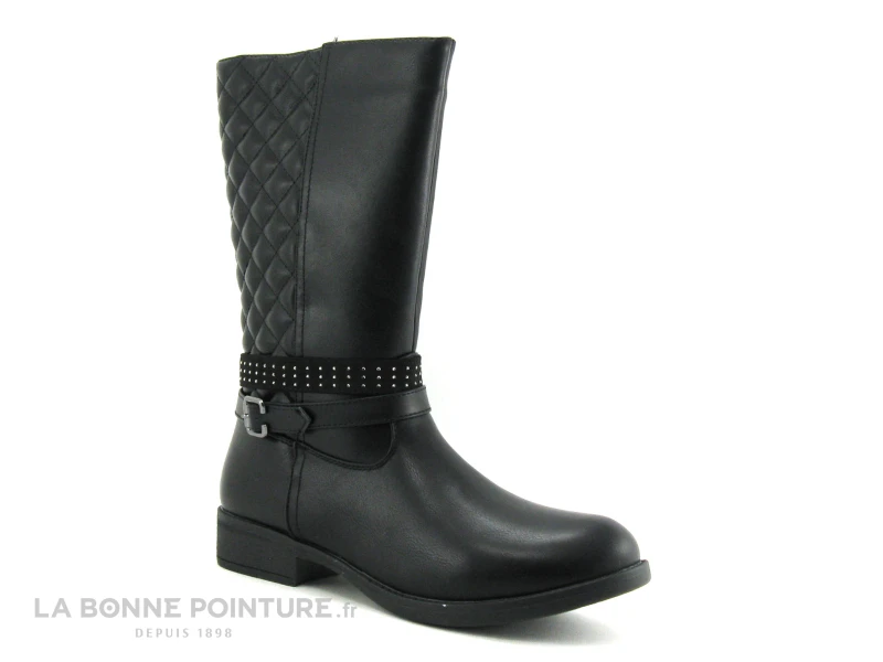Wipop DELVIS Noir - Botte Fille - Arriere Matelasse 1 Wipop DELVIS Noir - Botte Fille - Arriere Matelasse