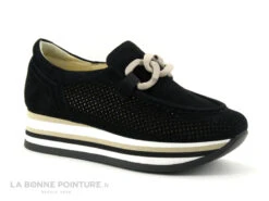 Softwaves CASSIE Black - Mocassin Compense Noir Femme