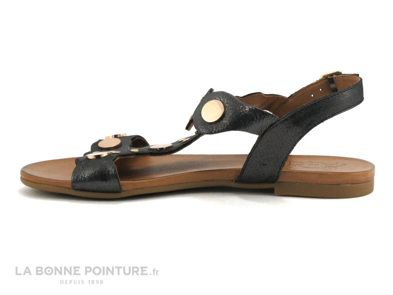 Com Un Point SHETRI Noir - Cercles Dores - Sandale Plate 1 Com Un Point SHETRI Noir - Cercles Dores - Sandale Plate
