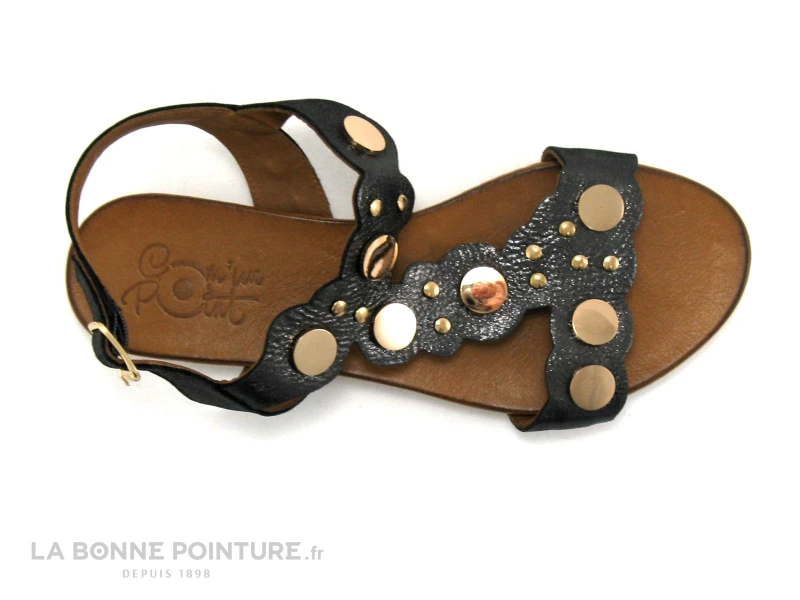 Com Un Point SHETRI Noir - Cercles Dores - Sandale Plate 6 Com Un Point SHETRI Noir - Cercles Dores - Sandale Plate – Image 6