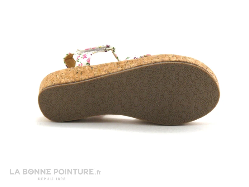 Wipop KONY Blanc Rose - Toile Fleurie - Sandale Fille 4 Wipop KONY Blanc Rose - Toile Fleurie - Sandale Fille – Image 4