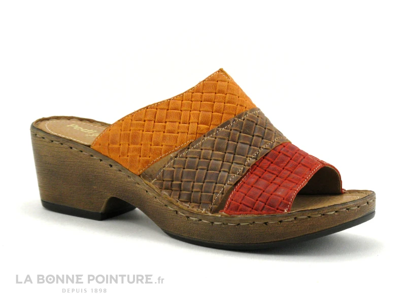 Pedi Girl YVAIR Rouge Safran - Mule Femme Petit Talon 1 Pedi Girl YVAIR Rouge Safran - Mule Femme Petit Talon