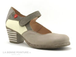 Alce Shoes 9809 Beige - Escarpin Petit Talon - Bride Velcro