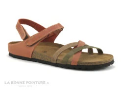 Inter Bios 7133 Brique Kaki Beige - Sandale Femme Semelle Liege