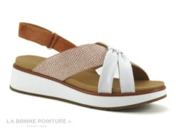 Fugitive KIM Orange - Blanc - Brides Croisees - Sandale Femme