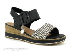 Remonte R6453-01 - Noir - Creme - Sandale Talon Compense