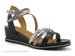 MamZelle NAGA Noir Etain CSIKG06 - Sandale Compensee