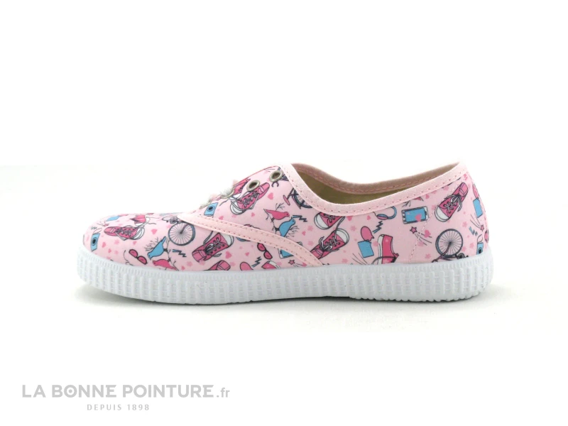 Batilas 576 223 - Basket Fille Toile Rose Imprimee 2 Batilas 576 223 - Basket Fille Toile Rose Imprimee – Image 2