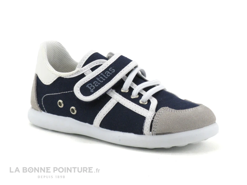 Batilas 394 001 - Basket GARCON Toile Bleu Marine Avec Scratch 1 Batilas 394 001 - Basket GARCON Toile Bleu Marine Avec Scratch
