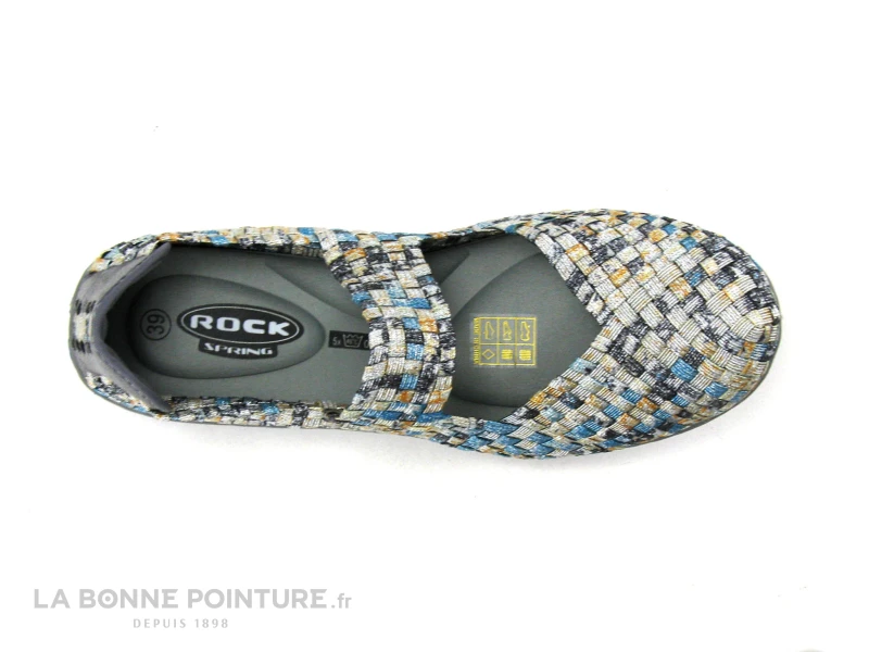 Rock Spring CAPETOWN Bleu Metal - Argent - Ballerine Elastique Tresse 6 Rock Spring CAPETOWN Bleu Metal - Argent - Ballerine Elastique Tresse – Image 6